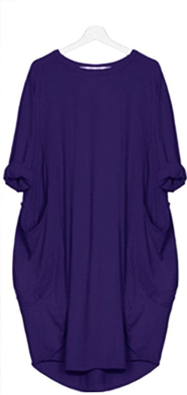 Women Casual Luxurious Loose Knee-Length Top with Pockets Small to 5XL