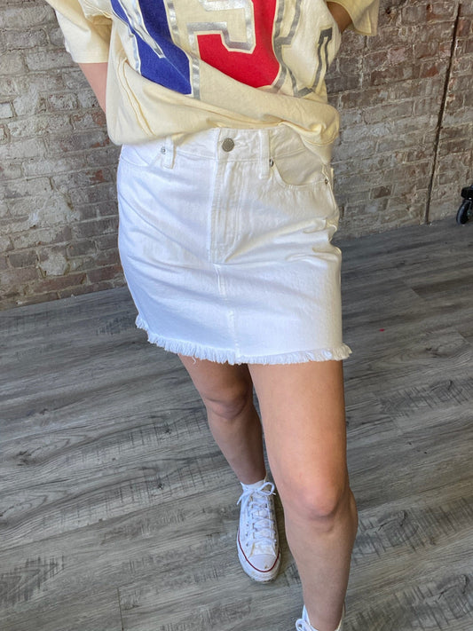 Just A White Denim Skirt