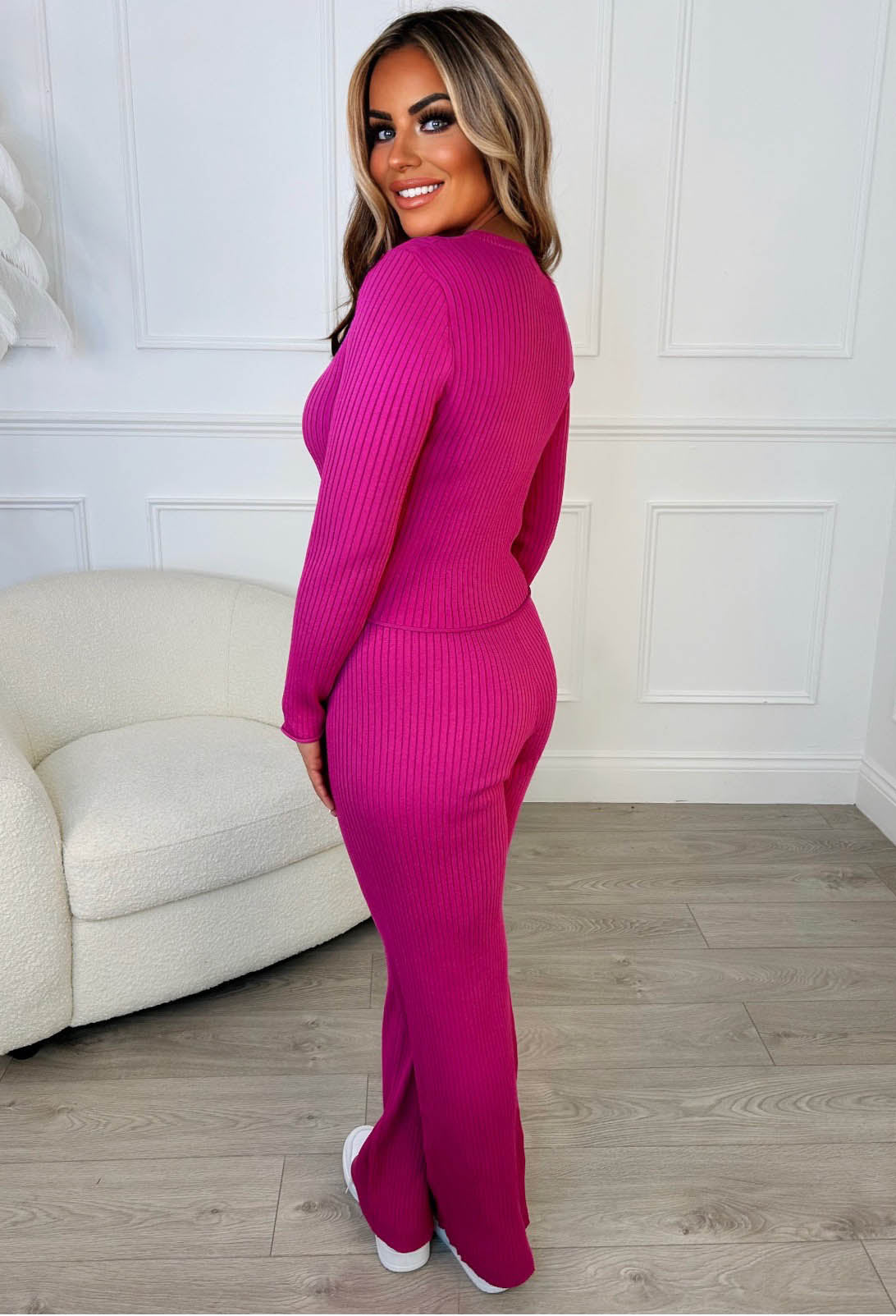 Time Travel Fuschia Two Piece Knitted Loungewear Set