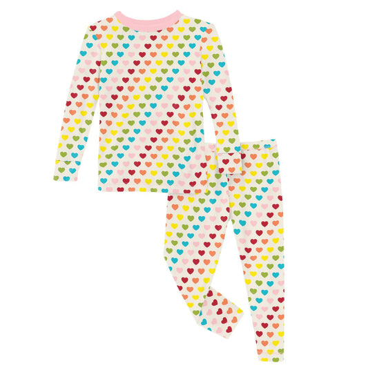 Kickee Pants Long Sleeve Pajama Set | Rainbow Hearts