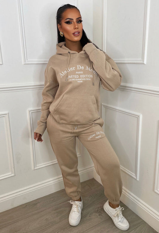 Ltd Edition Stone Embroidered Hooded Two-Piece Loungewear Set