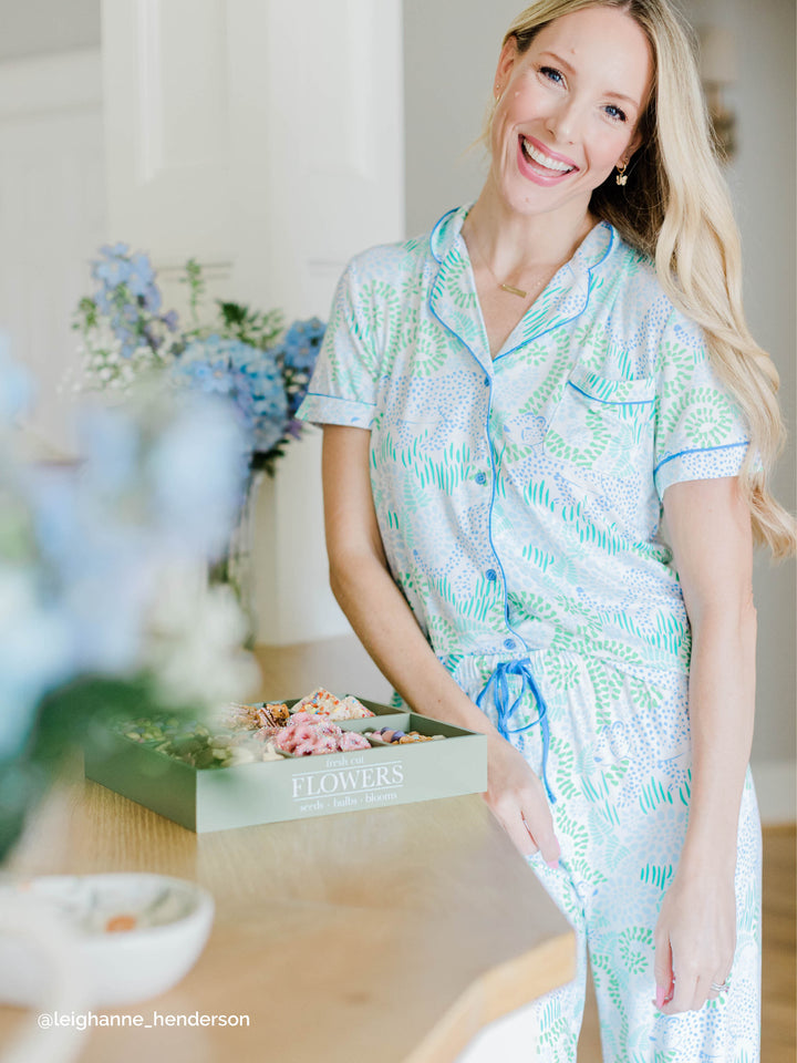 Charlotte Pants Set • Leopard Lounge Blue