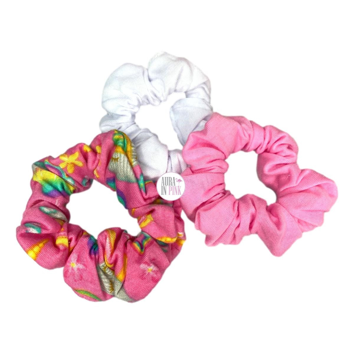 Lola Sleepwear Girls Unicorn Sweet Treats Pink Night Gown w/3 Matching Hair Scrunchies Set