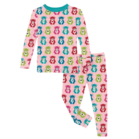 Kickee Pants Long Sleeve Pajama Set | Lotus Happy Teddy