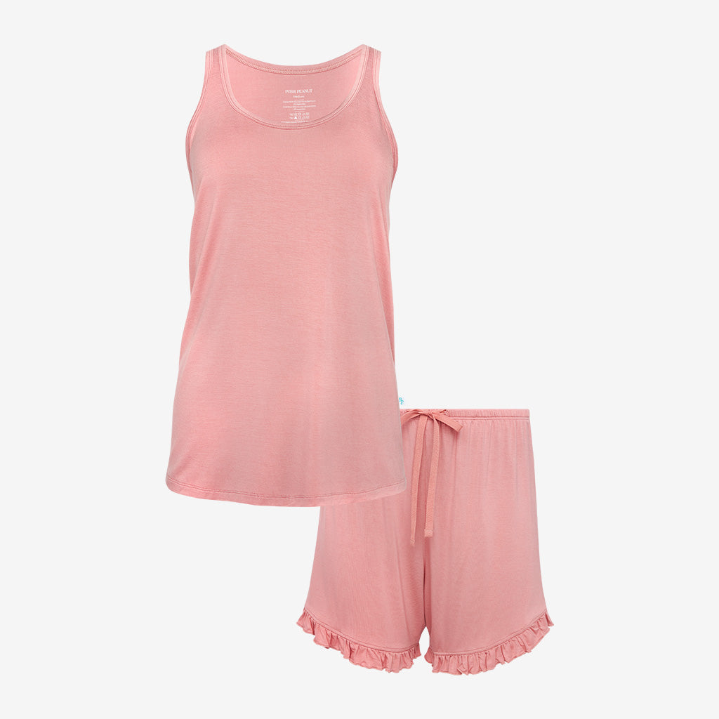 Dusty Rose Women's Tank Ruffled Short Set