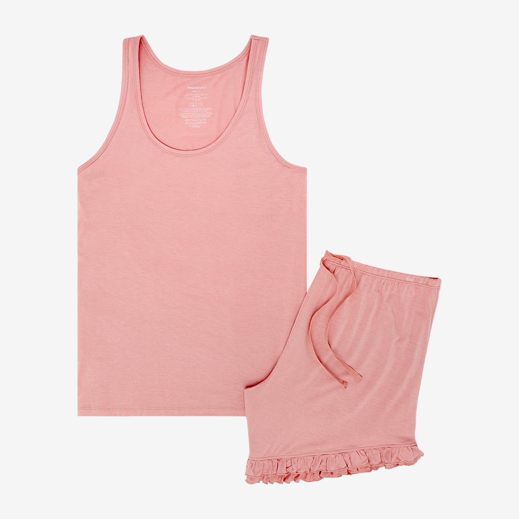 Dusty Rose Women's Tank Ruffled Short Set