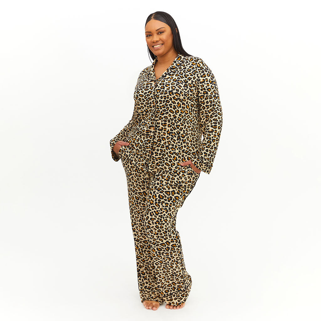 Lana Leopard Tan Women's Relaxed Pant Luxe Loungewear