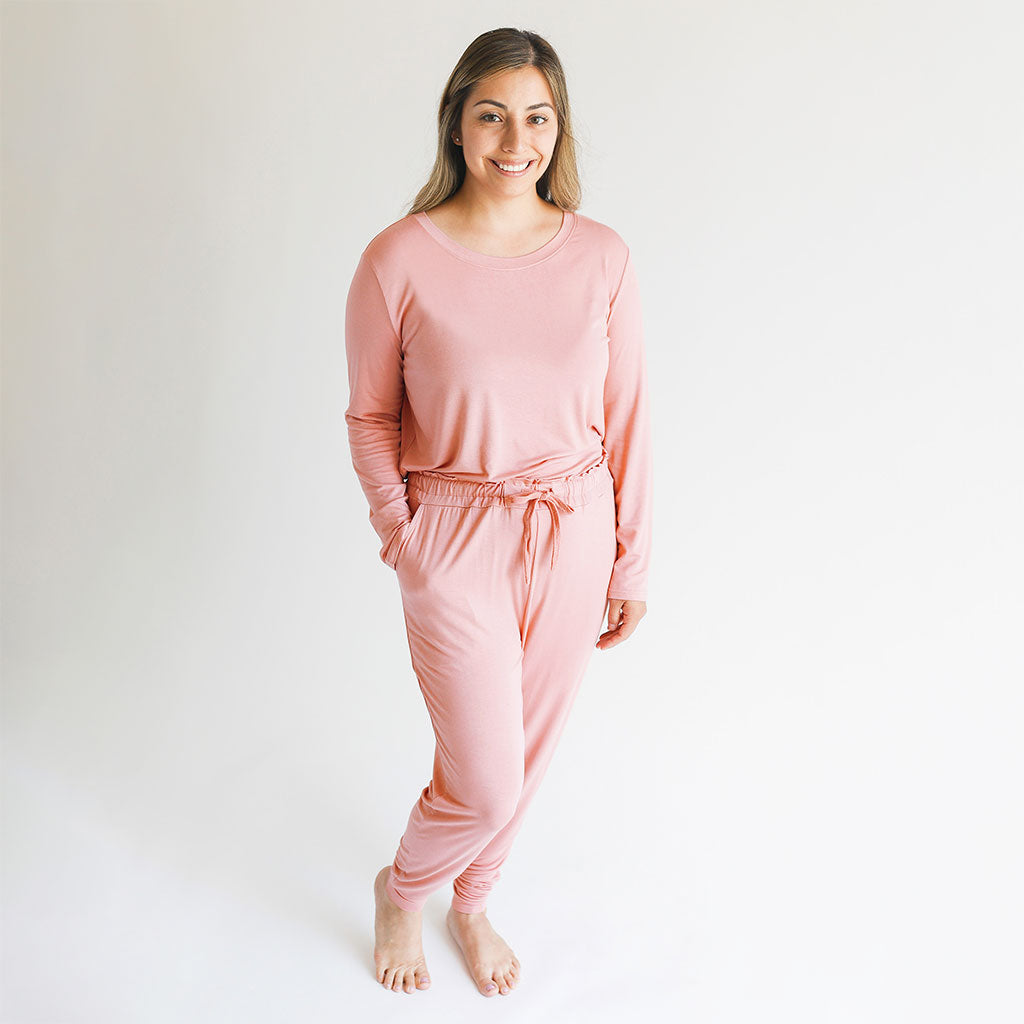 Dusty Rose Women's Long Sleeve Scoop Loungewear