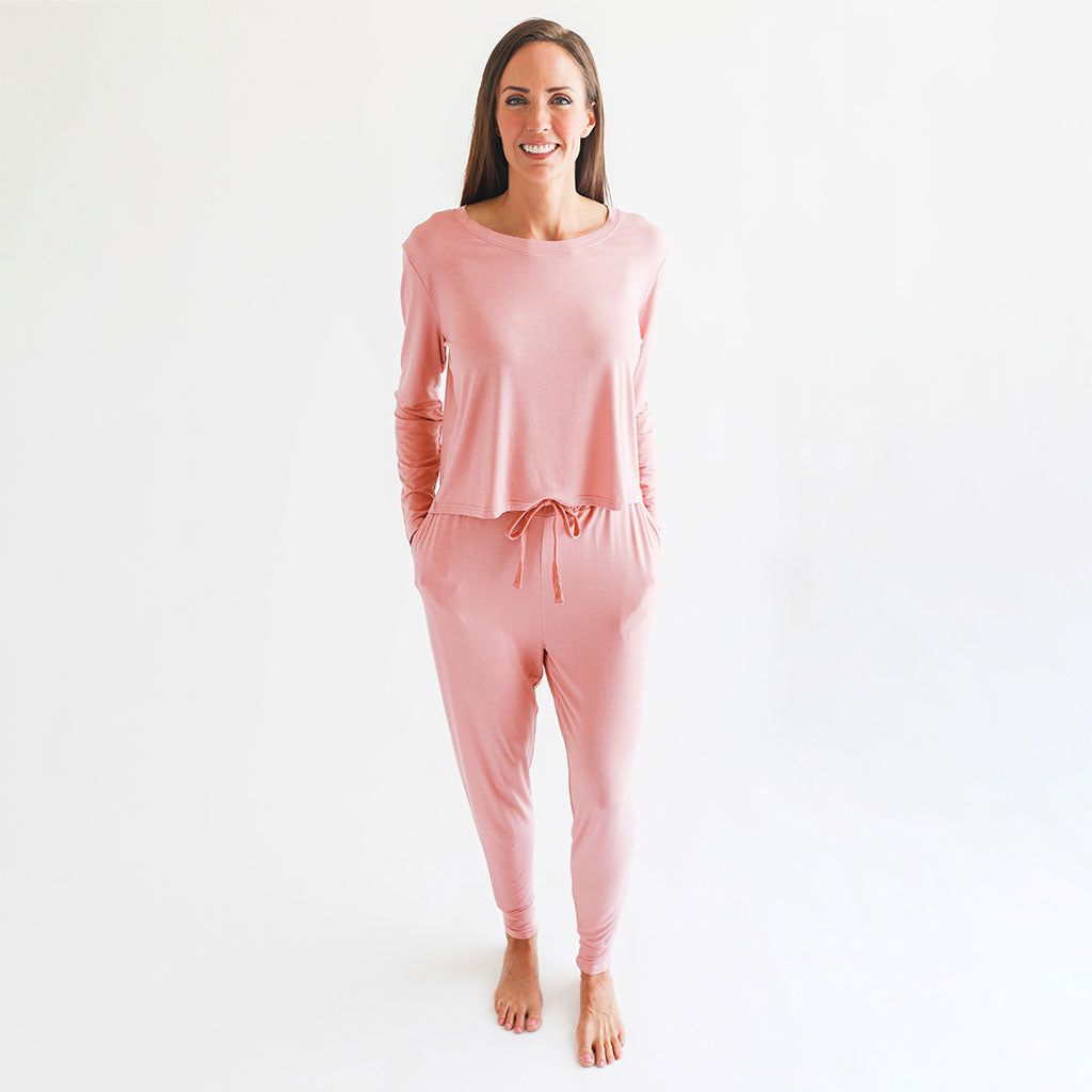 Dusty Rose Women's Long Sleeve Scoop Loungewear