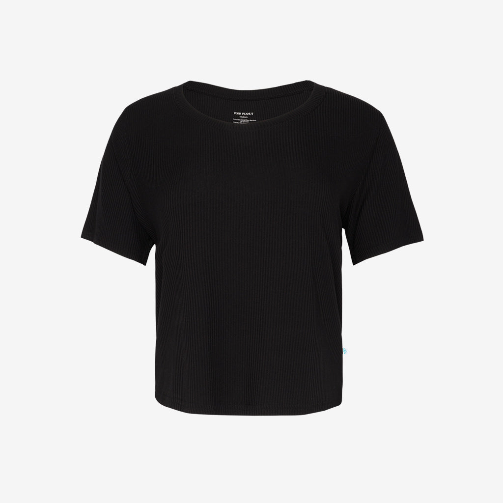 Black Ribbed Women’s Scoop Tee