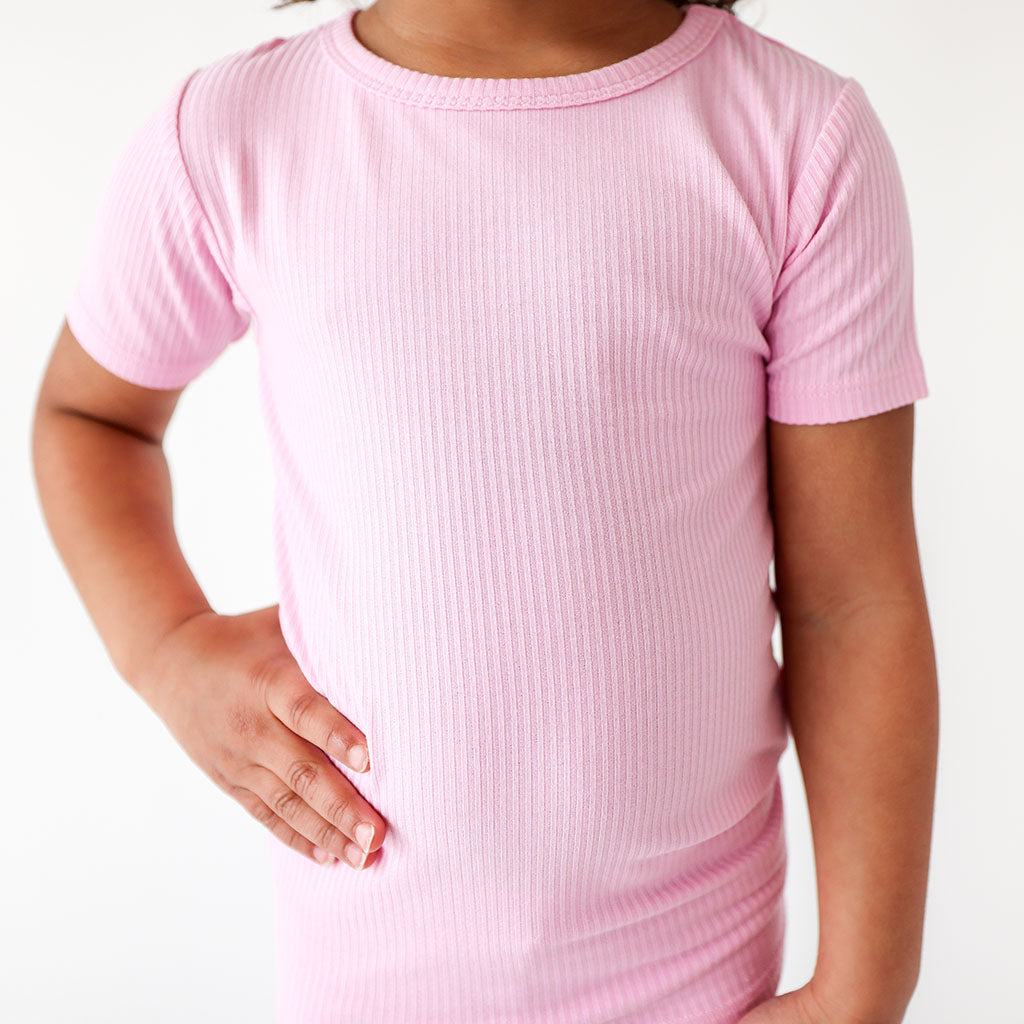 Posh Pink Ribbed Classic Pajama Set