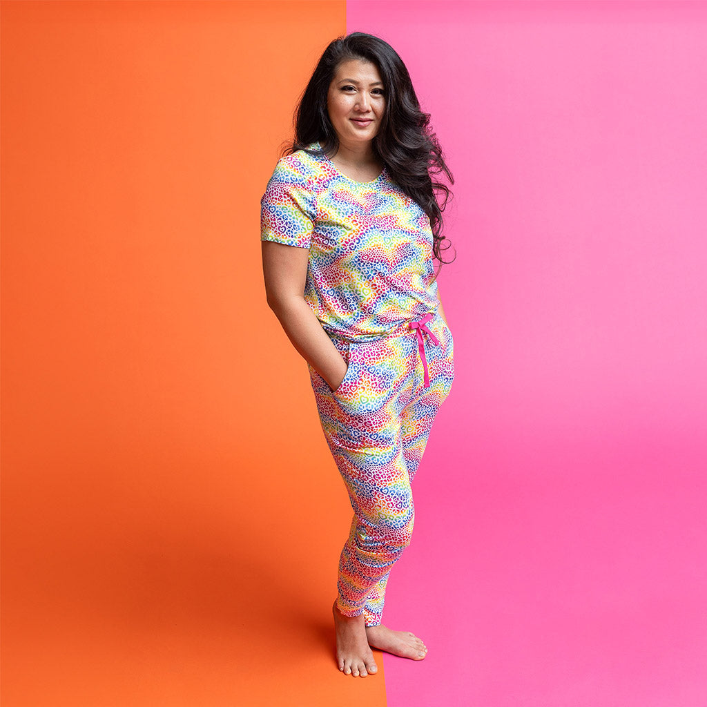 Lisa Frank® I Love Rainbow Leopard Women's Short Sleeve Scoop Loungewear