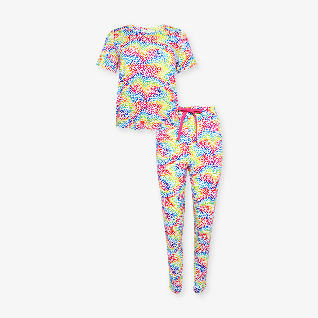 Lisa Frank® I Love Rainbow Leopard Women's Short Sleeve Scoop Loungewear