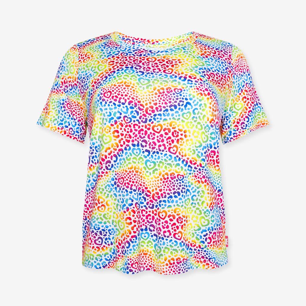 Lisa Frank® I Love Rainbow Leopard Women's Short Sleeve Scoop Loungewear