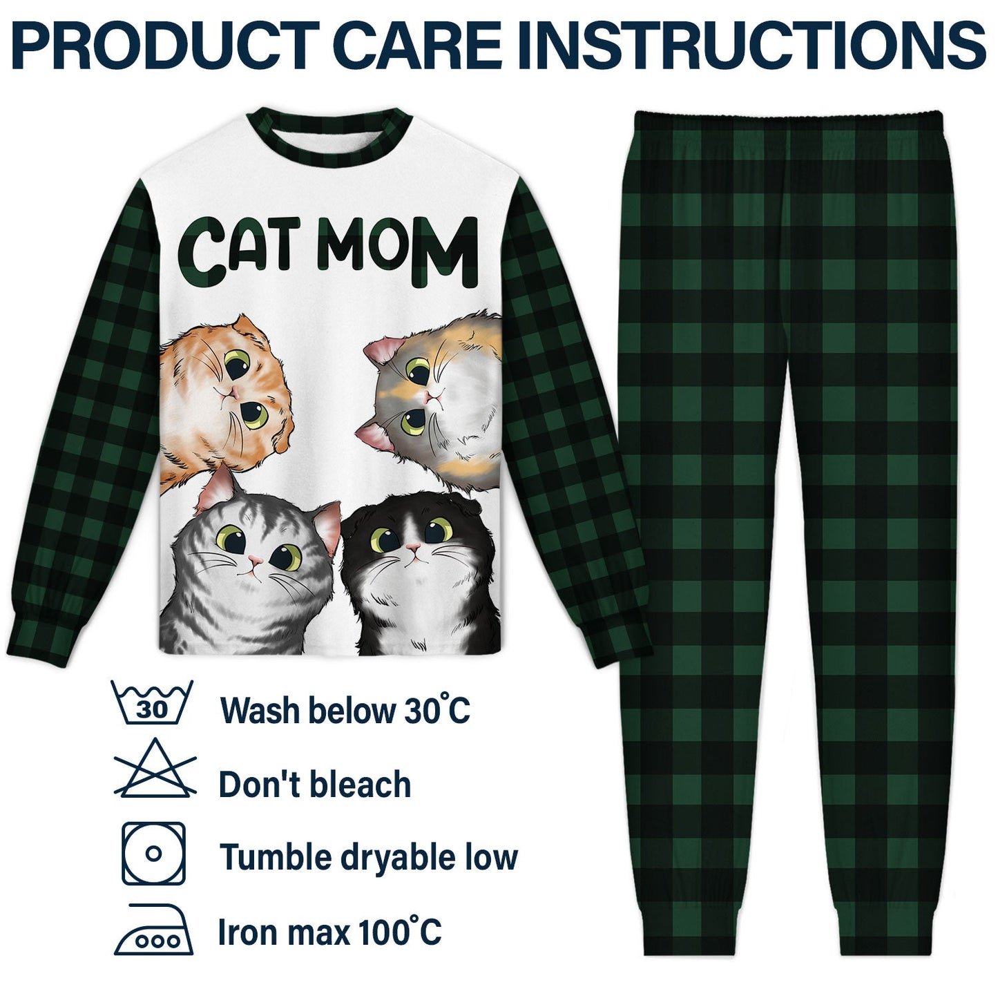Cat Mom Cat Dad Cartoon Style - Gift For Cat Lovers - Personalized Unisex Pajamas Set
