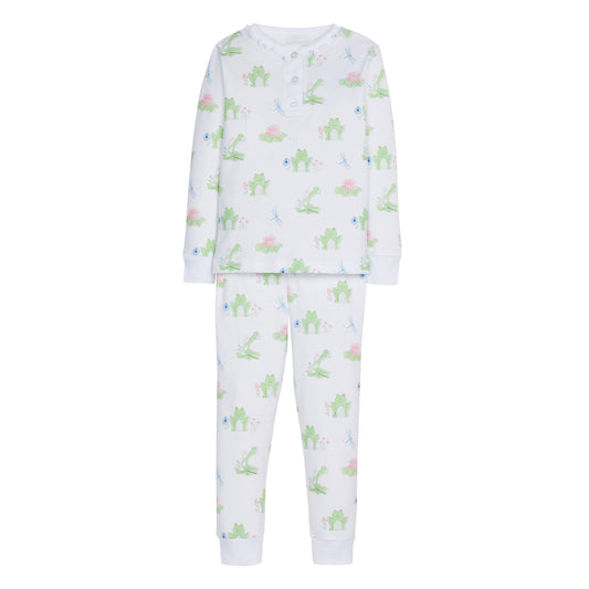 Ruffled Printed Jammies - Pink Leap Frogs