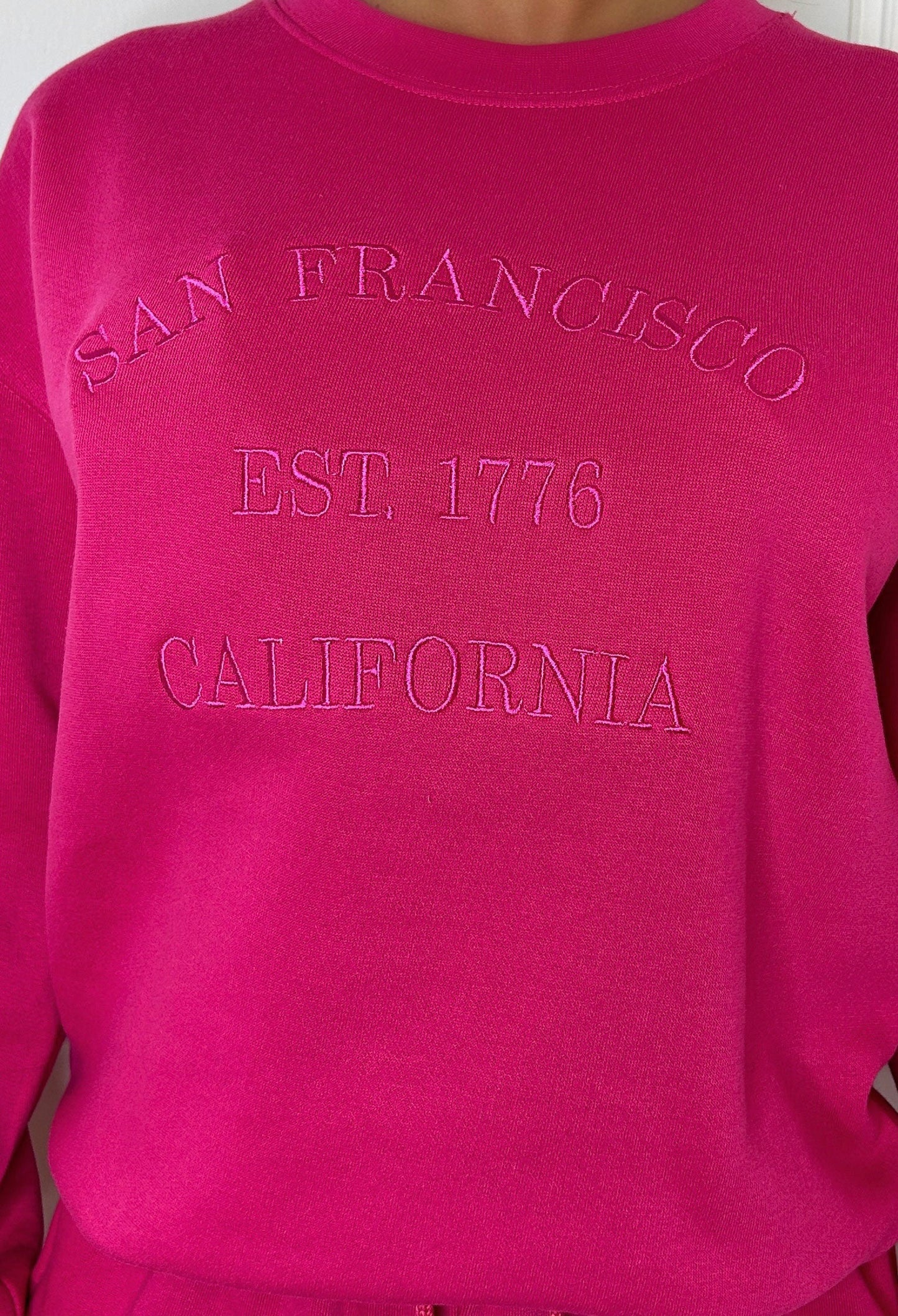 San Francisco Chilling Hot Pink Embroided Shorts Lounge Set