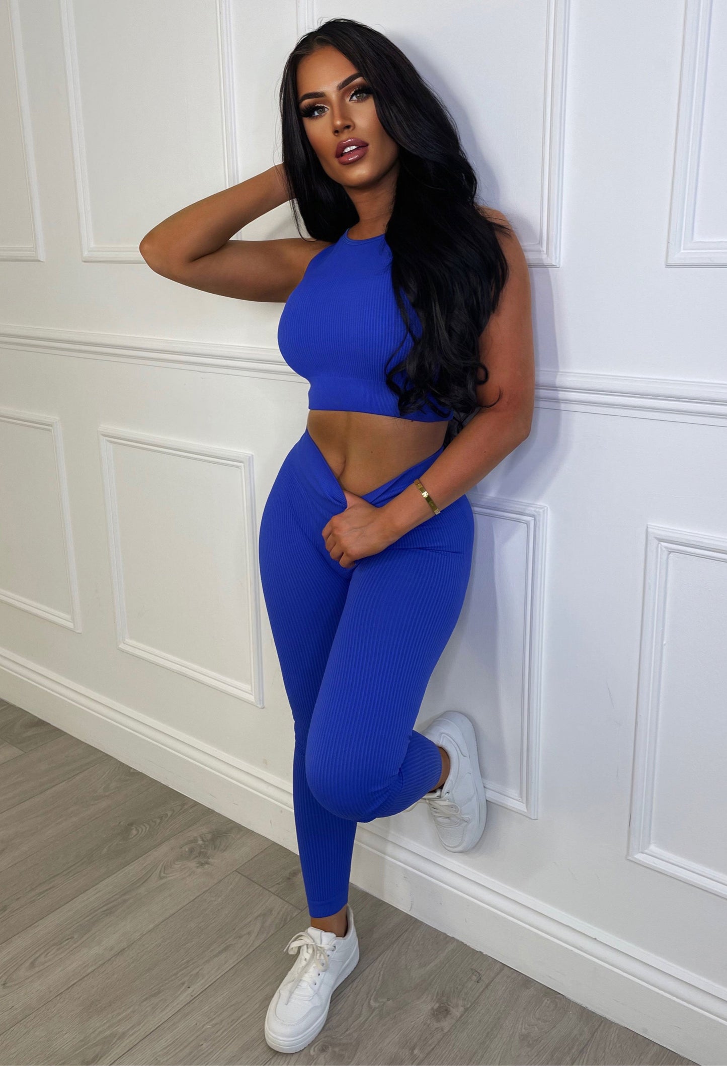 Smashing It Cobalt Two Piece Crop Top & Leggings Set