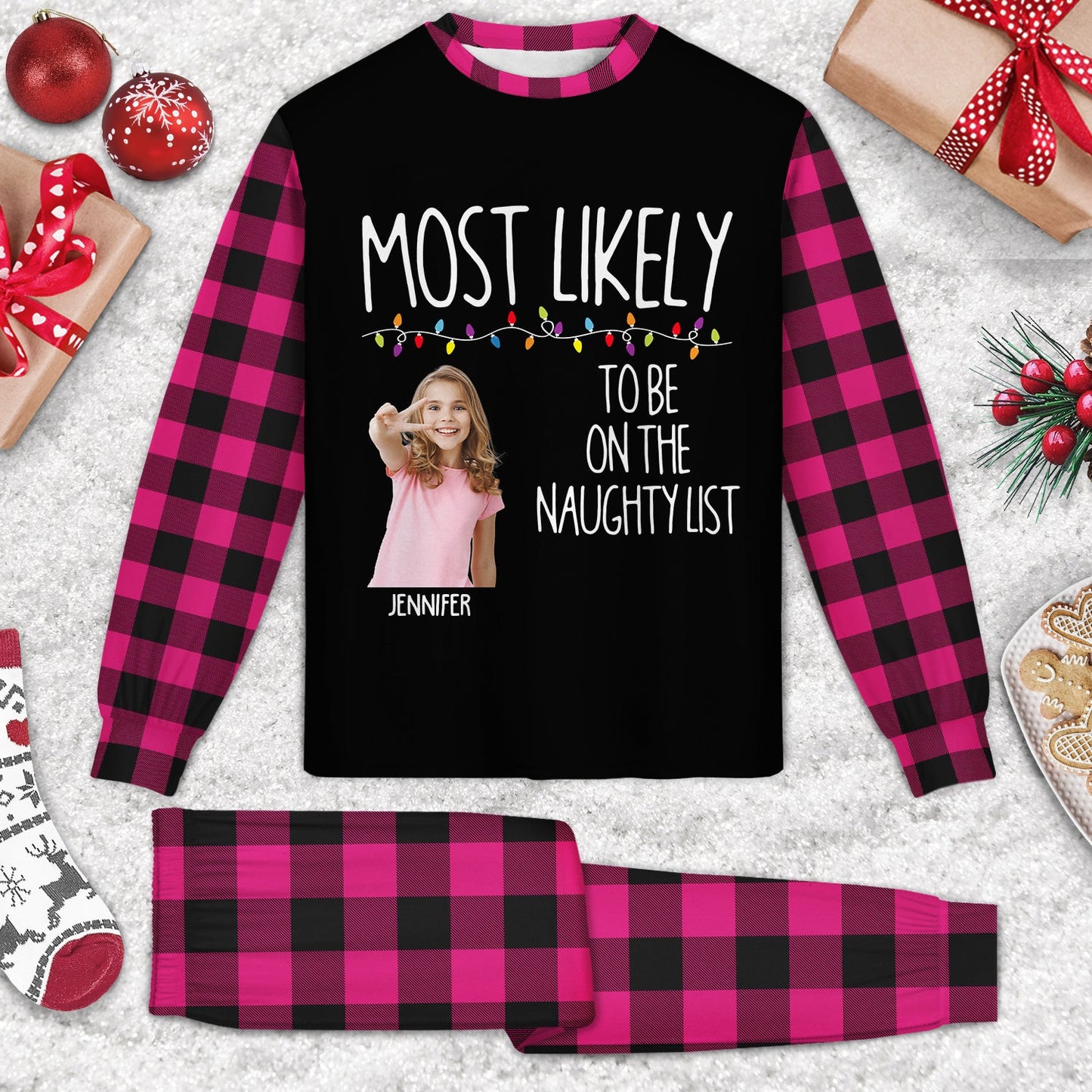 Custom Photo Most Likely To - Gift For Family - Personalized Unisex Pajamas Set