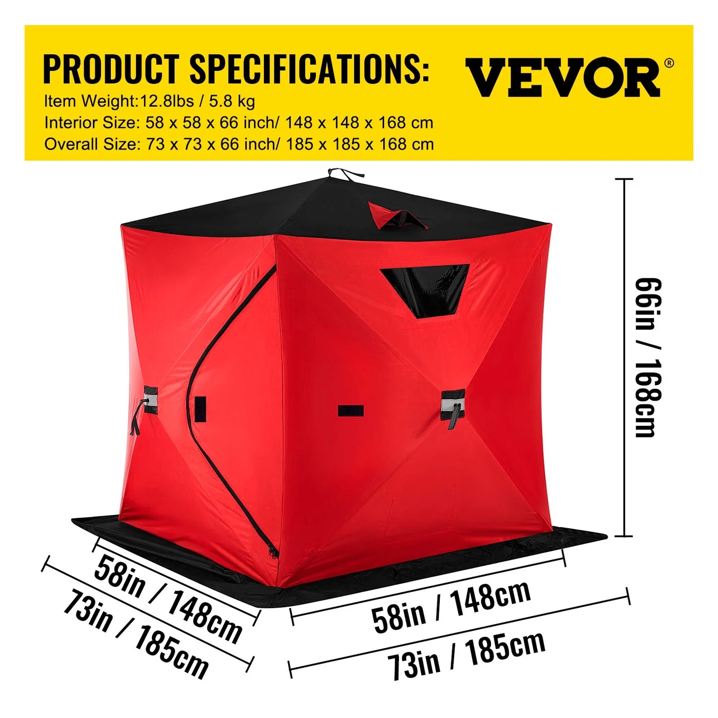 VEVOR Ice Fishing Tent Warm Winter Large Space Thick Camping Outdoor Windproof Waterproof Snow Ultralarge Fishing Camping Tent VEVOR BESTEQUIP Store