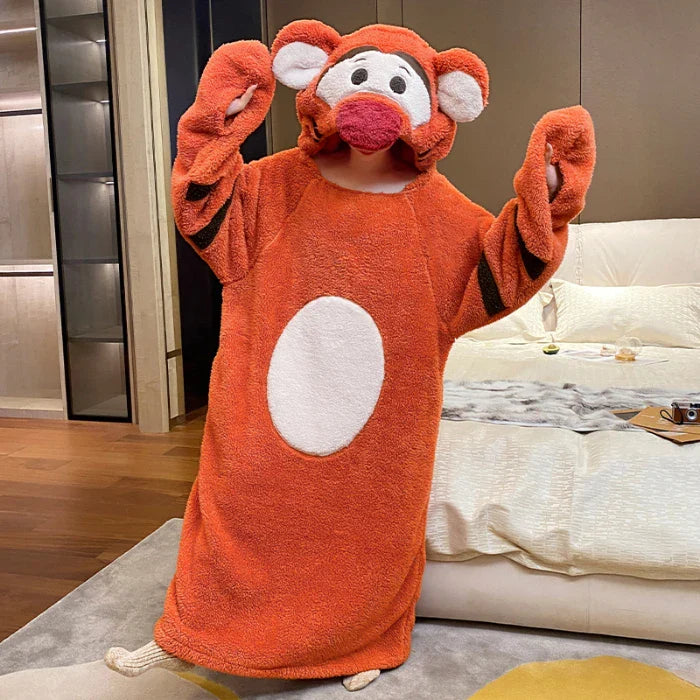 Winter Loungewear Night Dress Women Robes Sleepwear Kigurumis Rabbit Coral velvet Pajamas Thicken Pijama mujer  Bathrobe Ropa de mujer ShopOnlyDeal