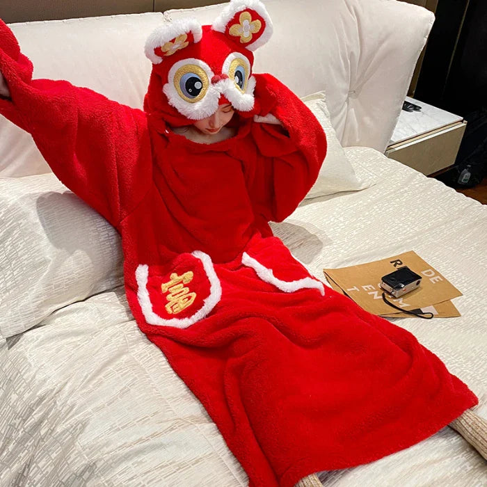 Winter Loungewear Night Dress Women Robes Sleepwear Kigurumis Rabbit Coral velvet Pajamas Thicken Pijama mujer  Bathrobe Ropa de mujer ShopOnlyDeal