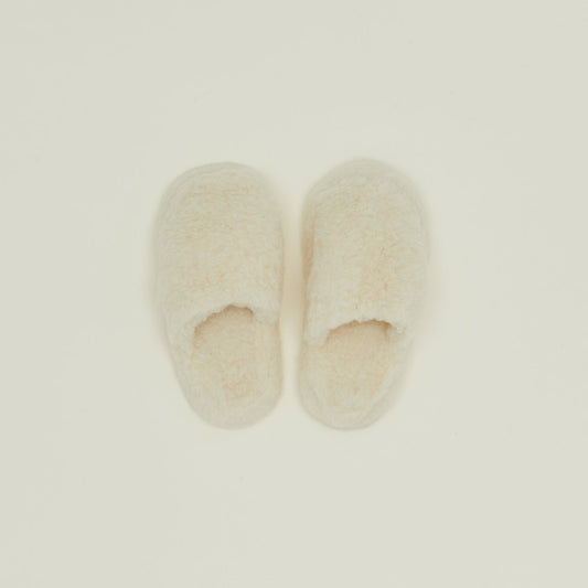 Fuzzy Wool Slippers - White