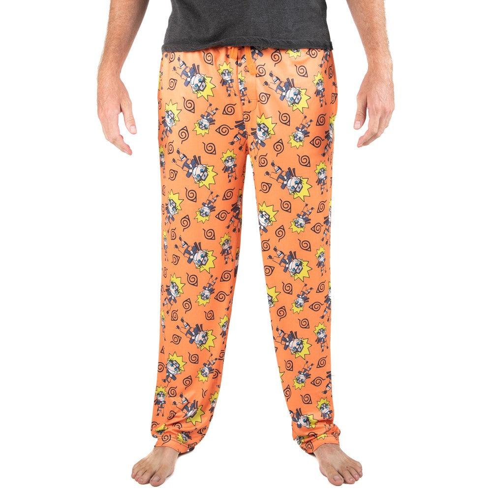 Naruto Chibi Symbols (Naruto Shippuden) AOP Print Orange Unisex Lounge Pants