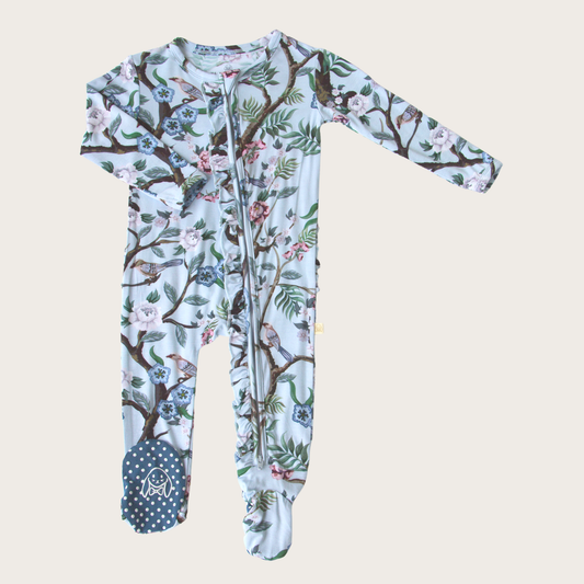 Peony Chinoiserie Zippered Footie