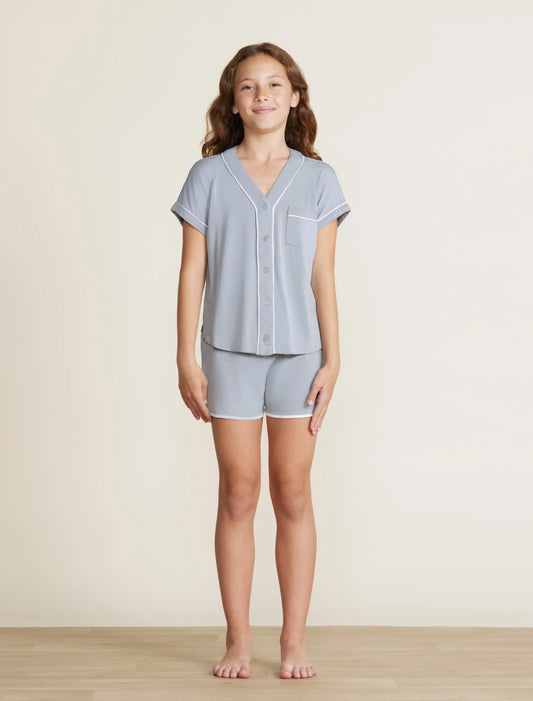 Malibu Collection Youth Soft Jersey Piped PJ Set