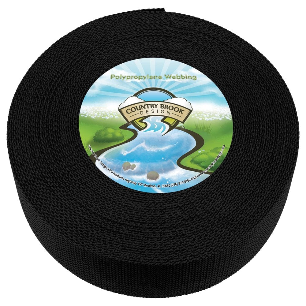 Country Brook Design® 1 1/2 Inch Black Polypro Webbing, 100 Yards
