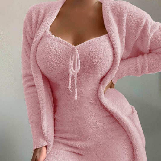 Women's Plush Loungewear Casual 2-Piece Set - amazitshop