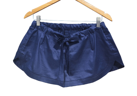 Amore Beaute Blue Cotton Satin Pajama, Monogram Pajama Shorts, Apple Cut Shorts, Gifts for Girlfriend, for Girlfriend, Lounge Wear For Her