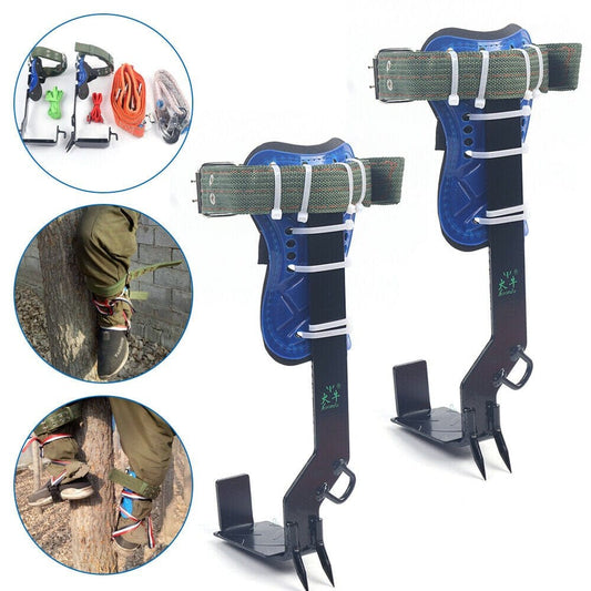 Ethedeal 100Kg Tree Climber 1 Pair, Tree Climbing Spikes Climb Spurs Adjustable Pad Safety Belt Steel+Polypropylene Fiber