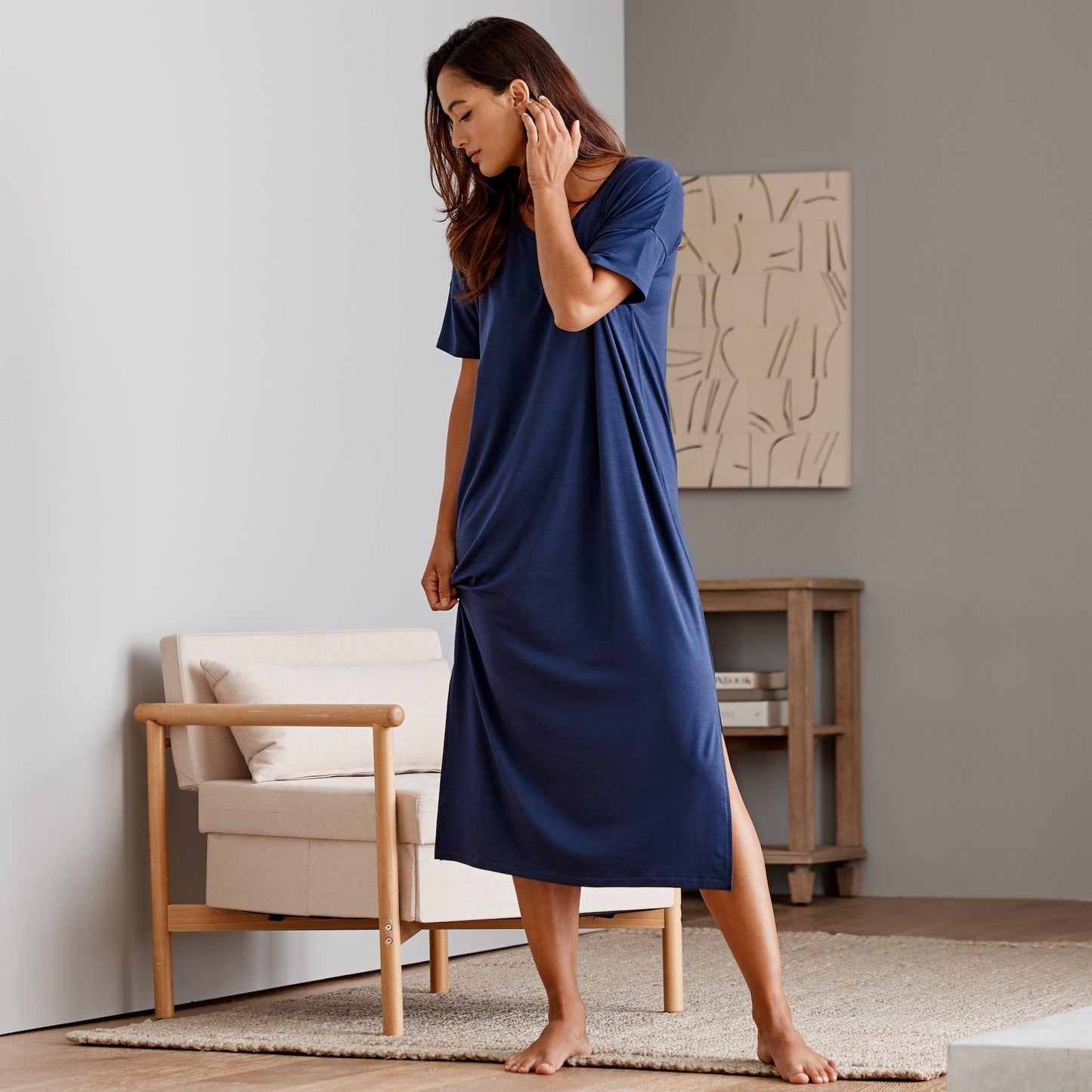 Eucalyptus Short Sleeve Dress Lounge Dresses + Jumpsuits Sijo XS Navy