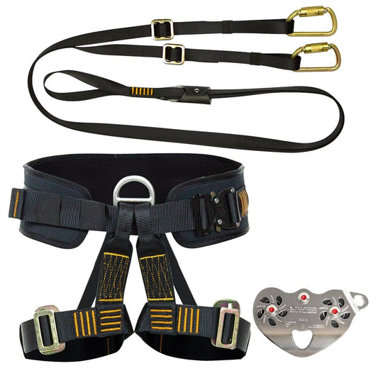 Fusion Climb Pro Backyard Zip Line Kit Harness Lanyard Trolley Bundle FK-A-HLT-18