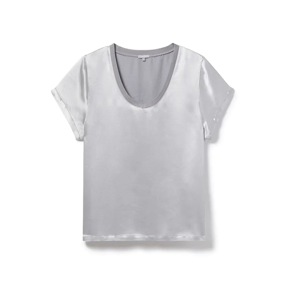 Gianna Satin V Neck Tee