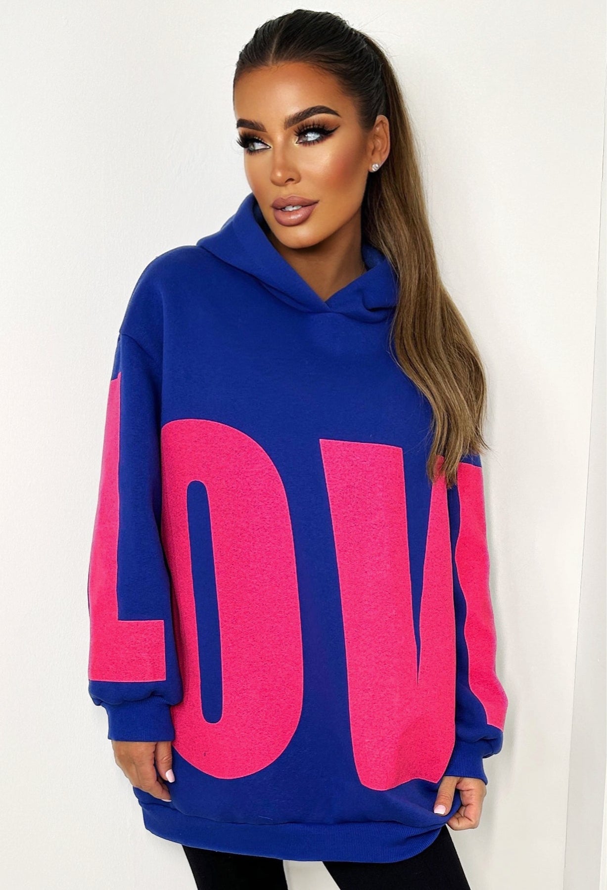 One Love Cobalt Oversized Hooded Sweatshirt