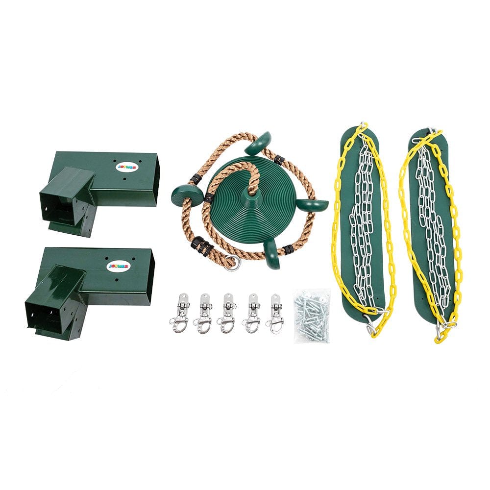 JOYMOR Custom DIY Swing Set Hardware Kit with Mounting Hardware, Include 2 Swing Seat and 1 Climbing Rope