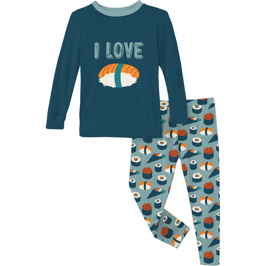 Kickee Pants Pajama Set Jade Sushi