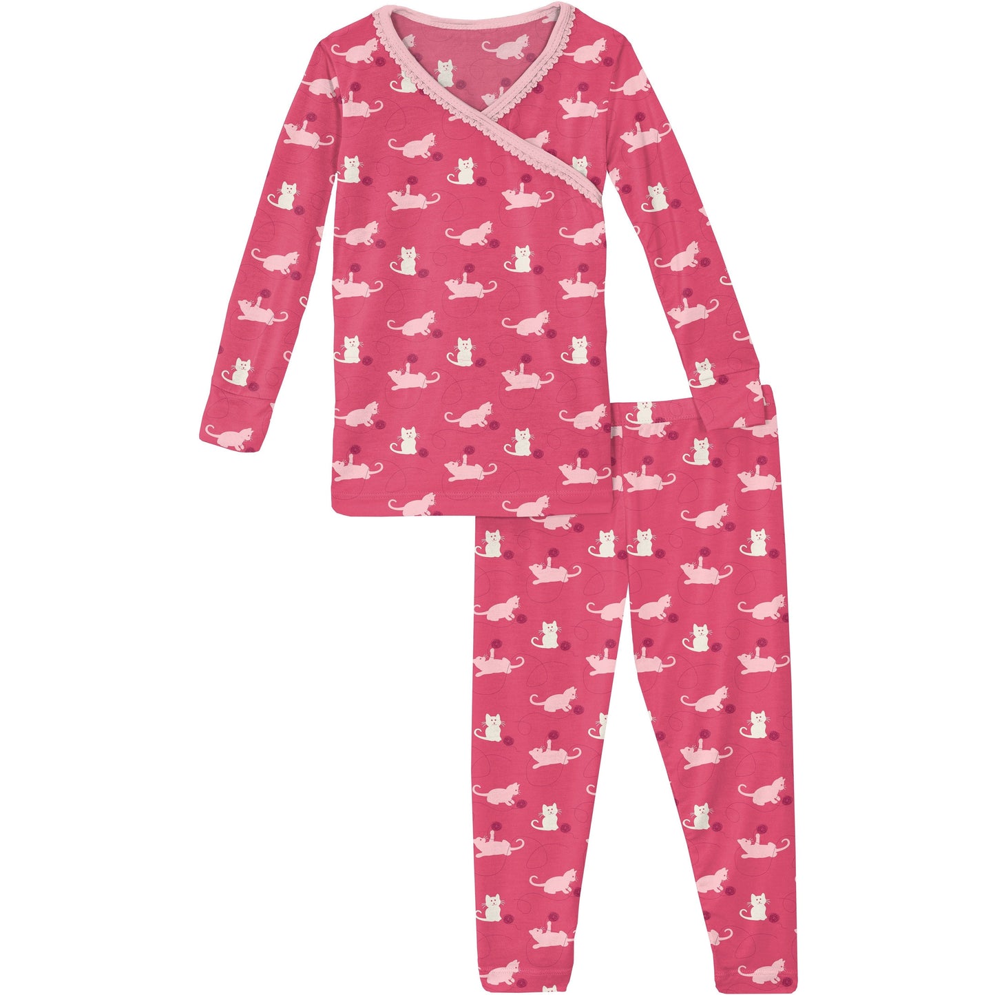 Kickee Pants Kimono Pajama Set Winter Rose Kitty
