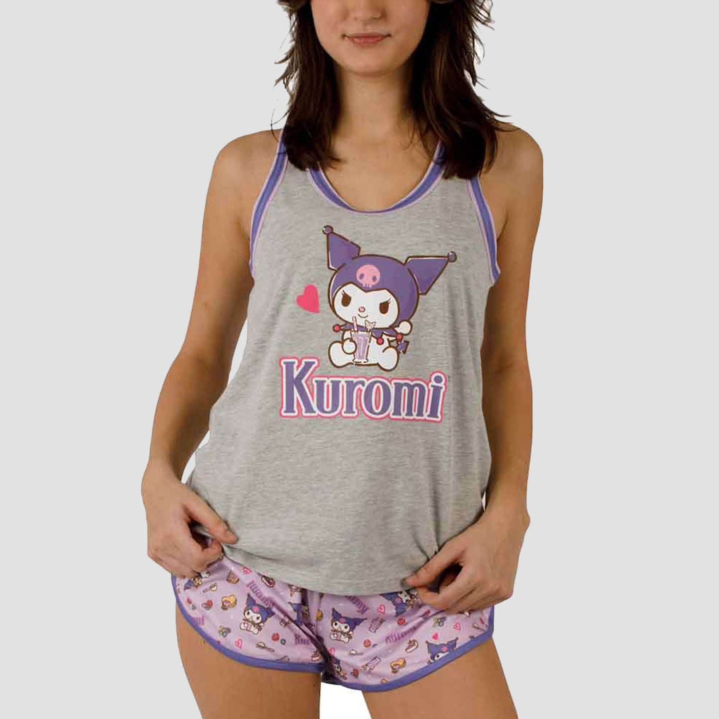 Kuromi Tank Top and Shorts Sleep Set