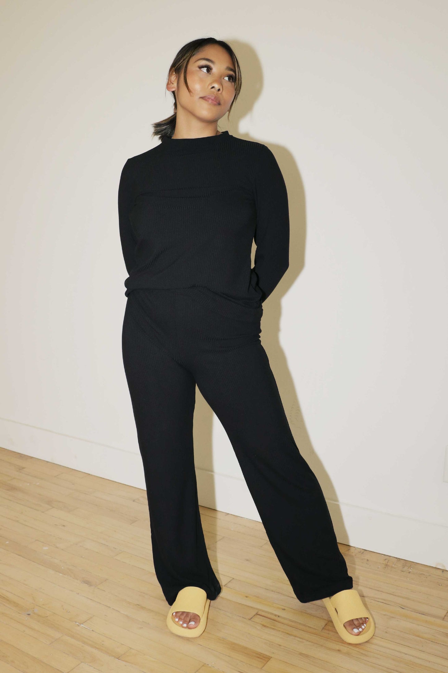 Landry Ribbed Bamboo Pant Lounge + Pajama Bottoms Mary Young XS Black