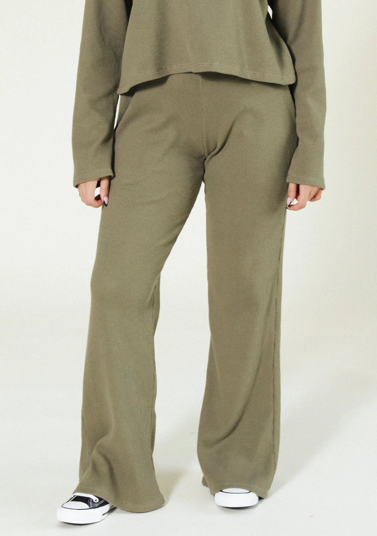 Marcela Waffle Pant Lounge + Pajama Bottoms Poplinen XS Olive