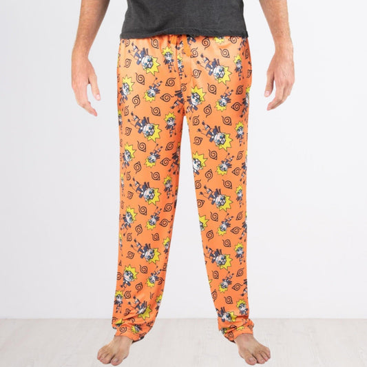 Naruto Chibi Symbols (Naruto Shippuden) AOP Print Orange Unisex Lounge Pants