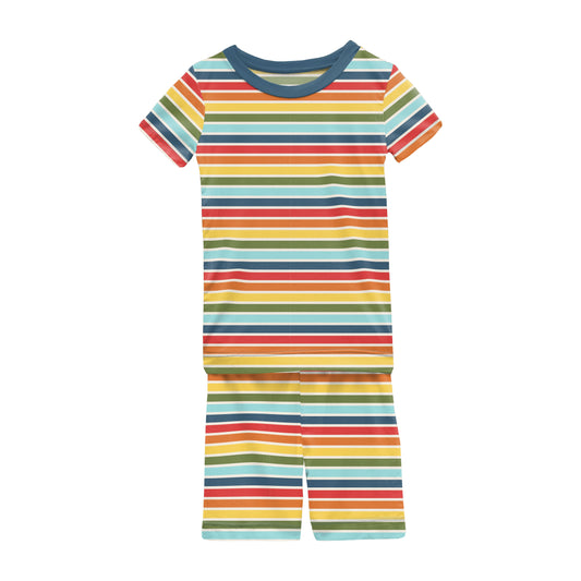 Kickee Pants Short Sleeve Pajama Set | Groovy Stripe