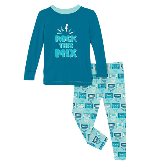 Kickee Pants Long Sleeve Pajama Set | Summer Sky Mixtape