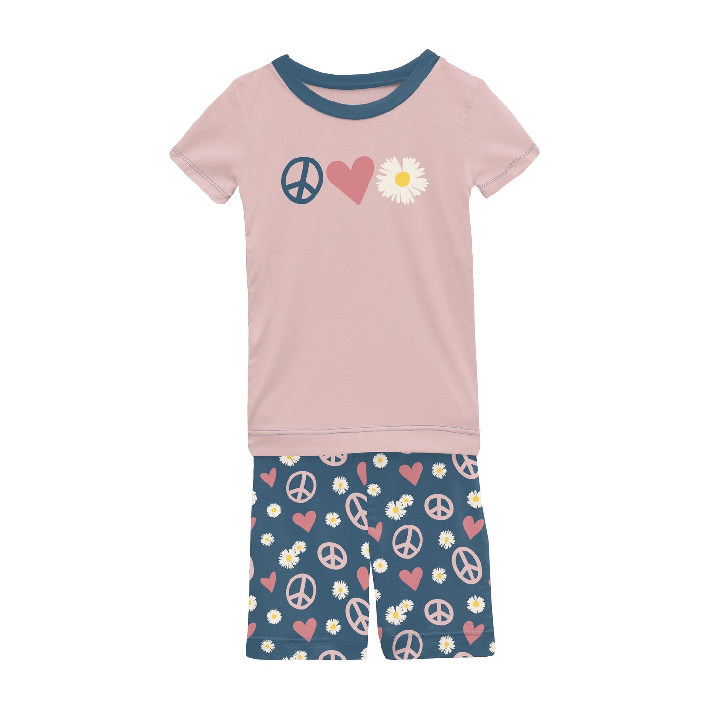 Kickee Pants Short Sleeve Pajama Set | Peace, Love & Happiness