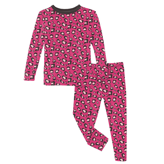 Kickee Pants Long Sleeve Pajama Set | Calypso Cheetah Print