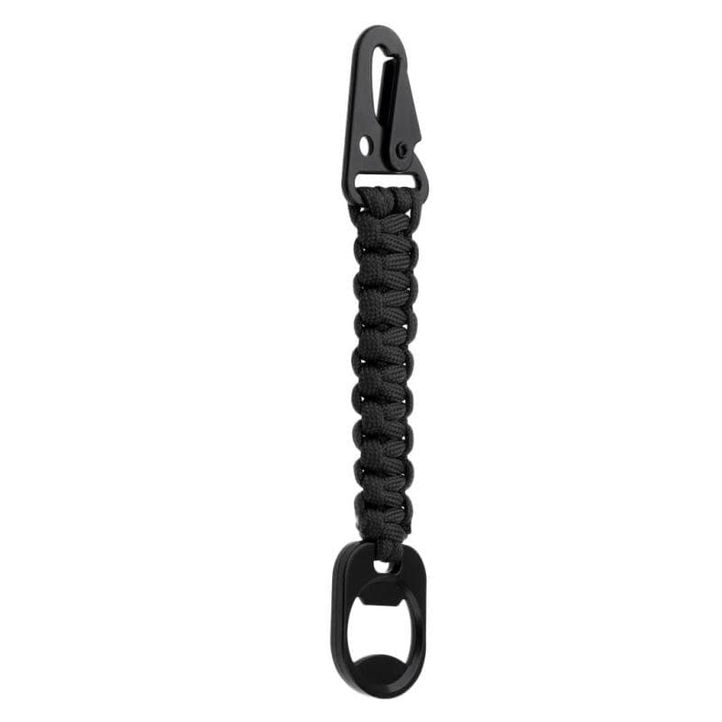 Paracord Carabiner Survival Keychain for Hiking, Camping, Hunting, Fishing - Black
